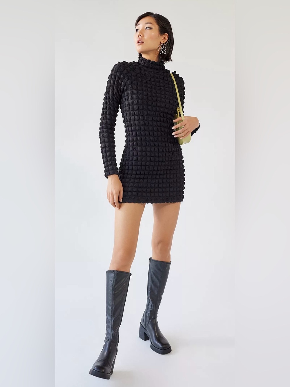 UO Pia Bubble Knit Long Sleeve Mini Dress sz. XS